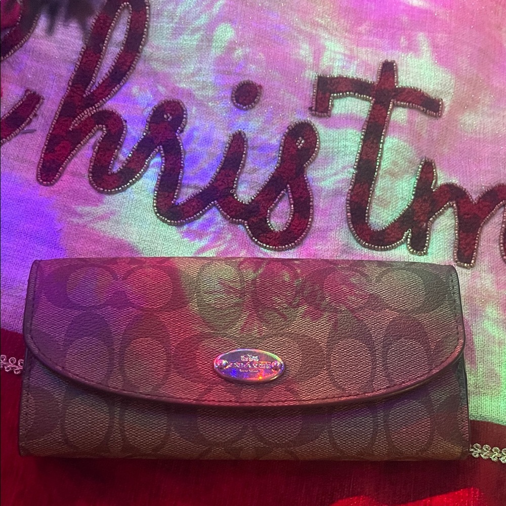 Coach Tan Signature Clutch Wallet